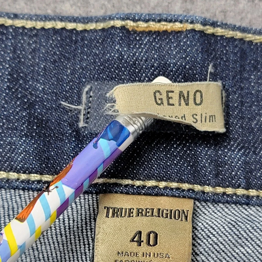 True Religion Jeans Mens 40 Geno Relaxed Slim Straight Made USA Denim Pockets